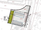 Grundriss des Grundstücks für den geplanten Neubau an der Leipziger Chaussee.