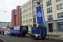 Das THW vor dem Bürgerbüro auf dem Breiten Weg.